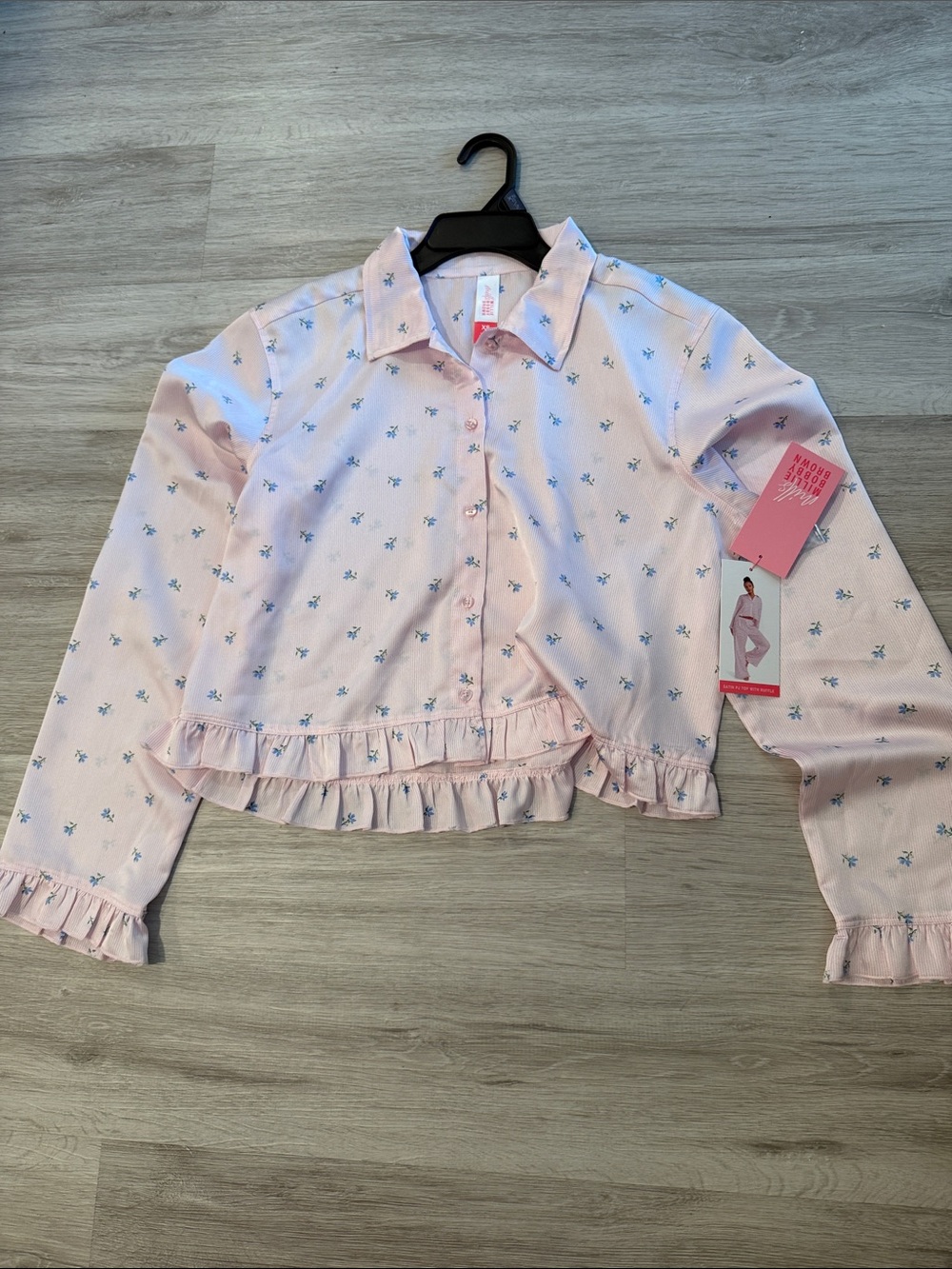 Mills by Millie Bobby Brown Women's Sleep Satin PJ Top with Ruffle